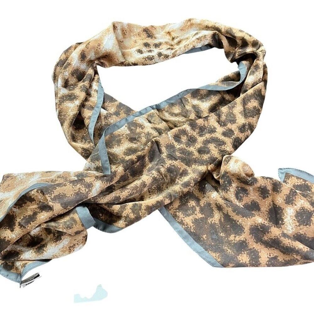 Anne Klein Womens Camel Brown Beige Gray Rectangle Scarf Wrap Satin NWT 68"x13"